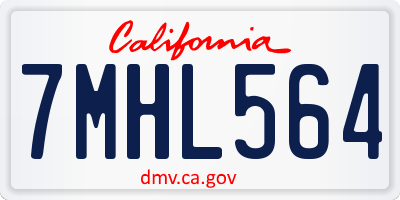 CA license plate 7MHL564
