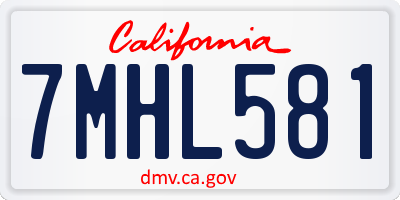 CA license plate 7MHL581