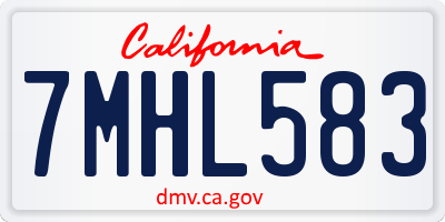 CA license plate 7MHL583