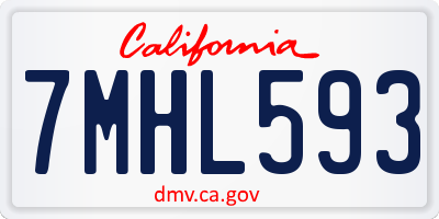 CA license plate 7MHL593