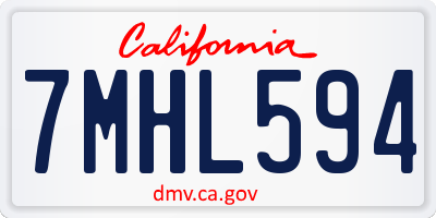 CA license plate 7MHL594