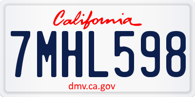 CA license plate 7MHL598