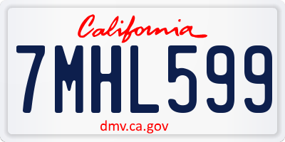 CA license plate 7MHL599