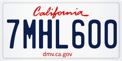 CA license plate 7MHL600