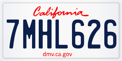 CA license plate 7MHL626