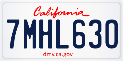 CA license plate 7MHL630