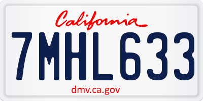 CA license plate 7MHL633