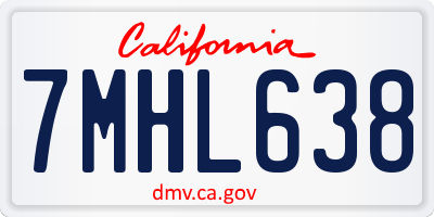 CA license plate 7MHL638
