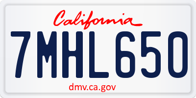 CA license plate 7MHL650