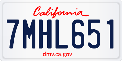 CA license plate 7MHL651