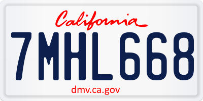 CA license plate 7MHL668