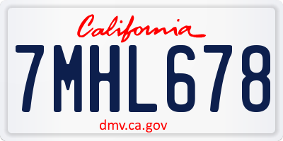 CA license plate 7MHL678