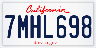 CA license plate 7MHL698