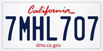 CA license plate 7MHL707