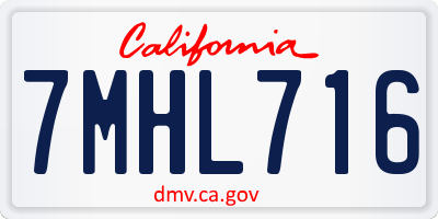 CA license plate 7MHL716