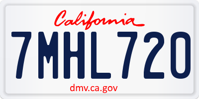 CA license plate 7MHL720