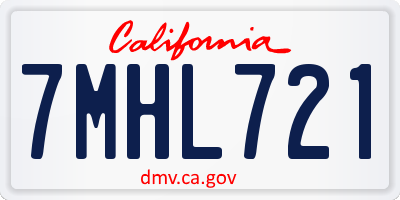 CA license plate 7MHL721