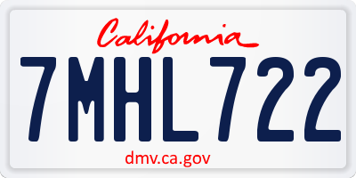CA license plate 7MHL722