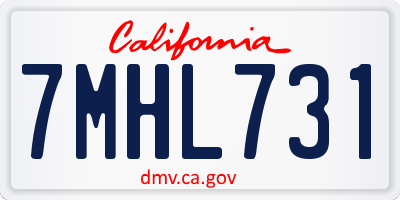 CA license plate 7MHL731