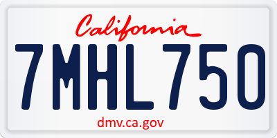 CA license plate 7MHL750