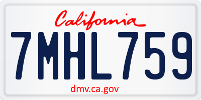 CA license plate 7MHL759