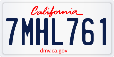 CA license plate 7MHL761