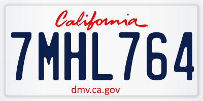 CA license plate 7MHL764