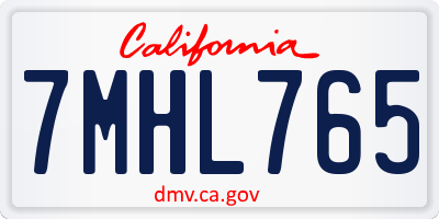 CA license plate 7MHL765