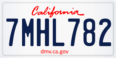 CA license plate 7MHL782