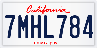CA license plate 7MHL784