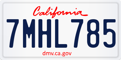 CA license plate 7MHL785