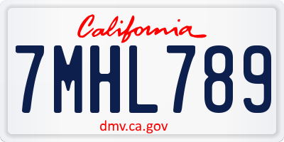 CA license plate 7MHL789