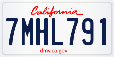 CA license plate 7MHL791