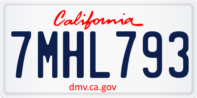 CA license plate 7MHL793