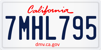 CA license plate 7MHL795