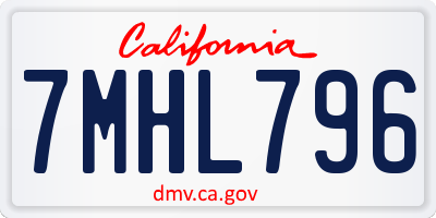 CA license plate 7MHL796