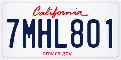 CA license plate 7MHL801