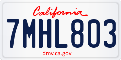 CA license plate 7MHL803