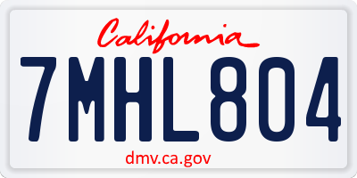 CA license plate 7MHL804