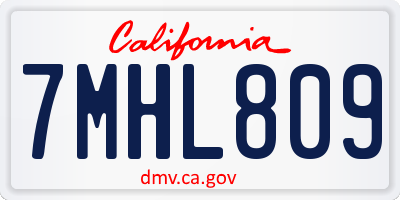 CA license plate 7MHL809