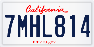 CA license plate 7MHL814