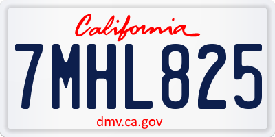 CA license plate 7MHL825