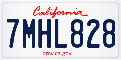 CA license plate 7MHL828