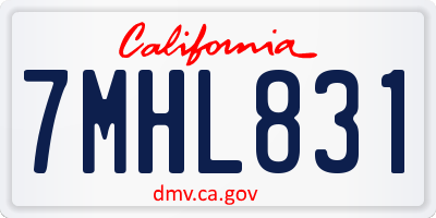 CA license plate 7MHL831