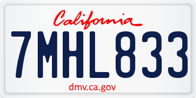 CA license plate 7MHL833