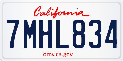 CA license plate 7MHL834