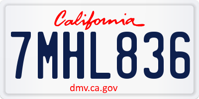 CA license plate 7MHL836
