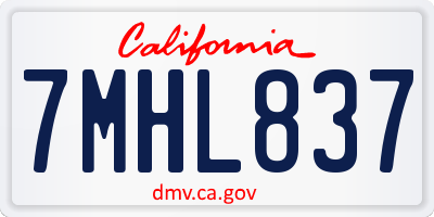 CA license plate 7MHL837