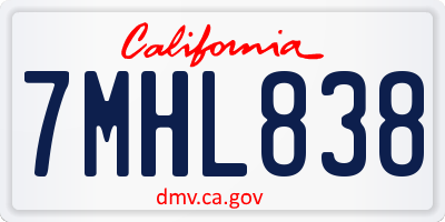CA license plate 7MHL838