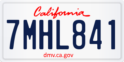 CA license plate 7MHL841